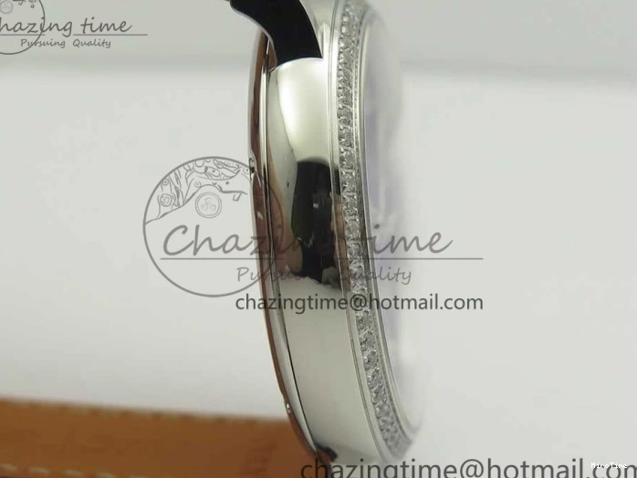 MIROTIME 1224 Fashionable Portofino IW458101 Diamond Bezel SS MK 1:1 Best Edition Blue Dial On Blue Leather Strap MIYOTA 7169